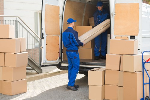 Removal team preparing a move in a Westbrompton street