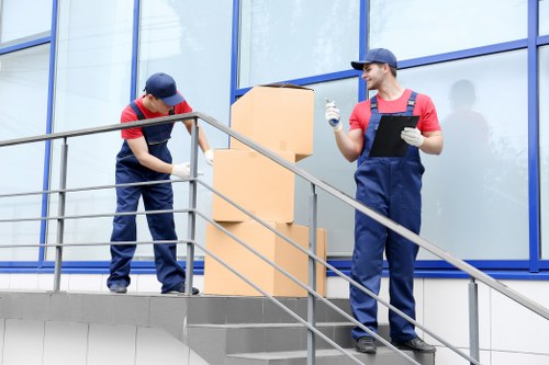 Commercial moving team planning a business relocation in Westbrompton