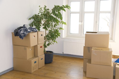 Office furniture and equipment prepared for a commercial move in Westbrompton